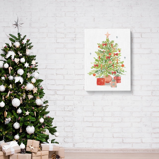 クリスマスツリーのキャンバス　/ i1061 / 冬景色　オーナメント　人気のクリスマスツリー