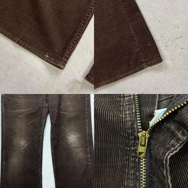 70年代 USA製 Lee フレアパンツ 細畝 コーデュロイパンツ メンズW33