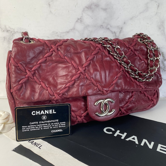 【最終処分SALE】CHANEL シャネル ウルトラステッチ カーフスキン ショルダーバッグ レッド A-7546