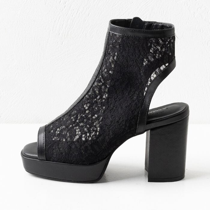ブラックメッシュオープントゥ厚底ブーツ 厚底メッシュブーツサンダル(313-1294) | attagirl