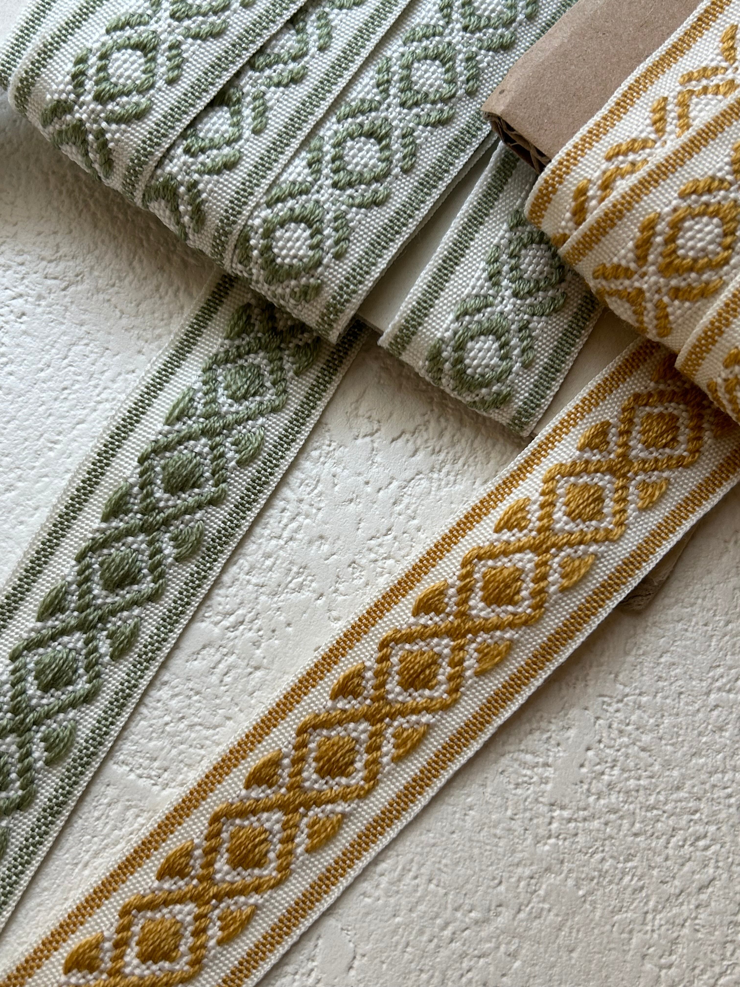 輸入デザインブレード マスタード/グリーン 幅広 27mm 100cm /カット カルトナージュ デコレーション材