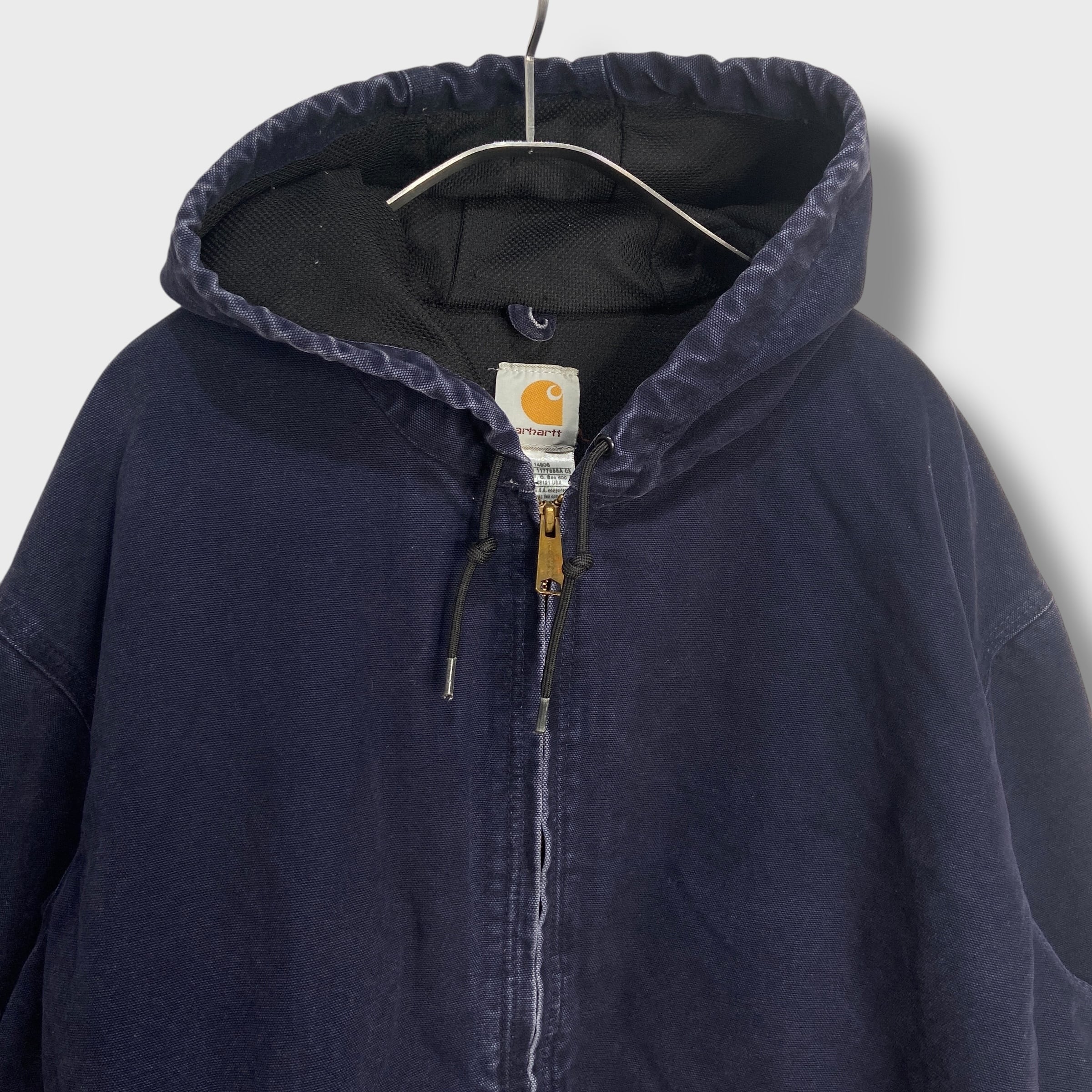 00s carhartt アクティブジャケット パーカー紺 XL フェード | 古着屋 Uan
