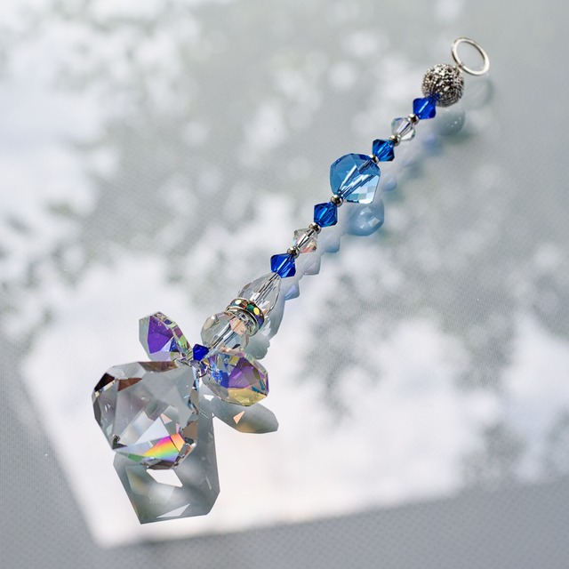 【ブルー系】天使のサンキャッチャー＊水回りにおすすめ／スワロフスキークリスタル〈全6色〉