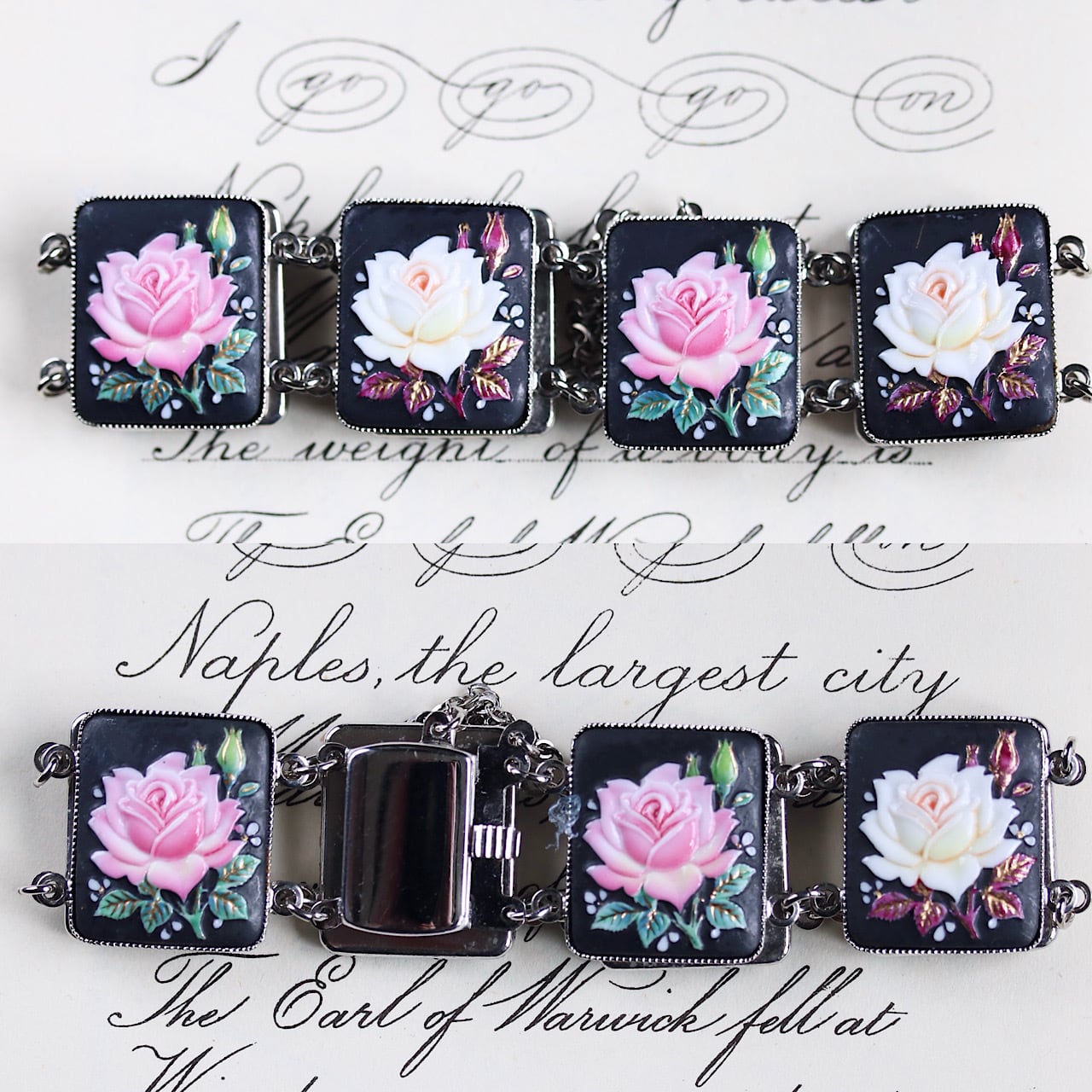 貴重】トシカネジュエリー（俊兼） 薔薇モチーフ（ピンク・白）の