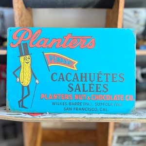 送料無料!ちょうどいいブリキ看板【 Mr.ピーナッツ / Planters 】 METAL SIGN / メタルサイン / ブリキ看板 / サインボード / ビンテージ加工 〚アメリカン雑貨 アメトイ〛