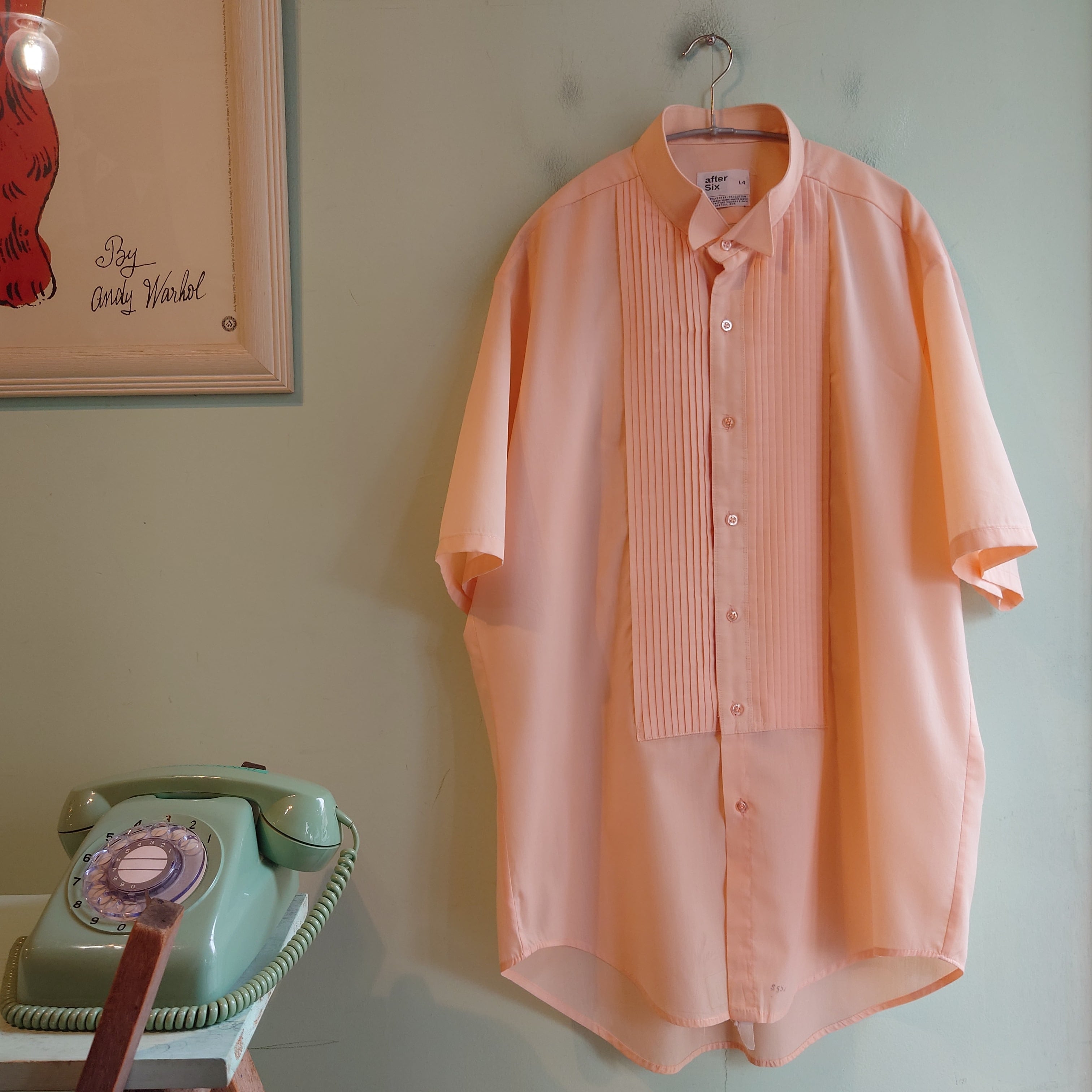 after Six 70s vintage ウイングカラーシャツ ピンタックシャツ ドレス 