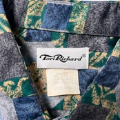 Tori Richard トリリチャード USA製 総柄シャツ M/グレー 系/薄手/vintage