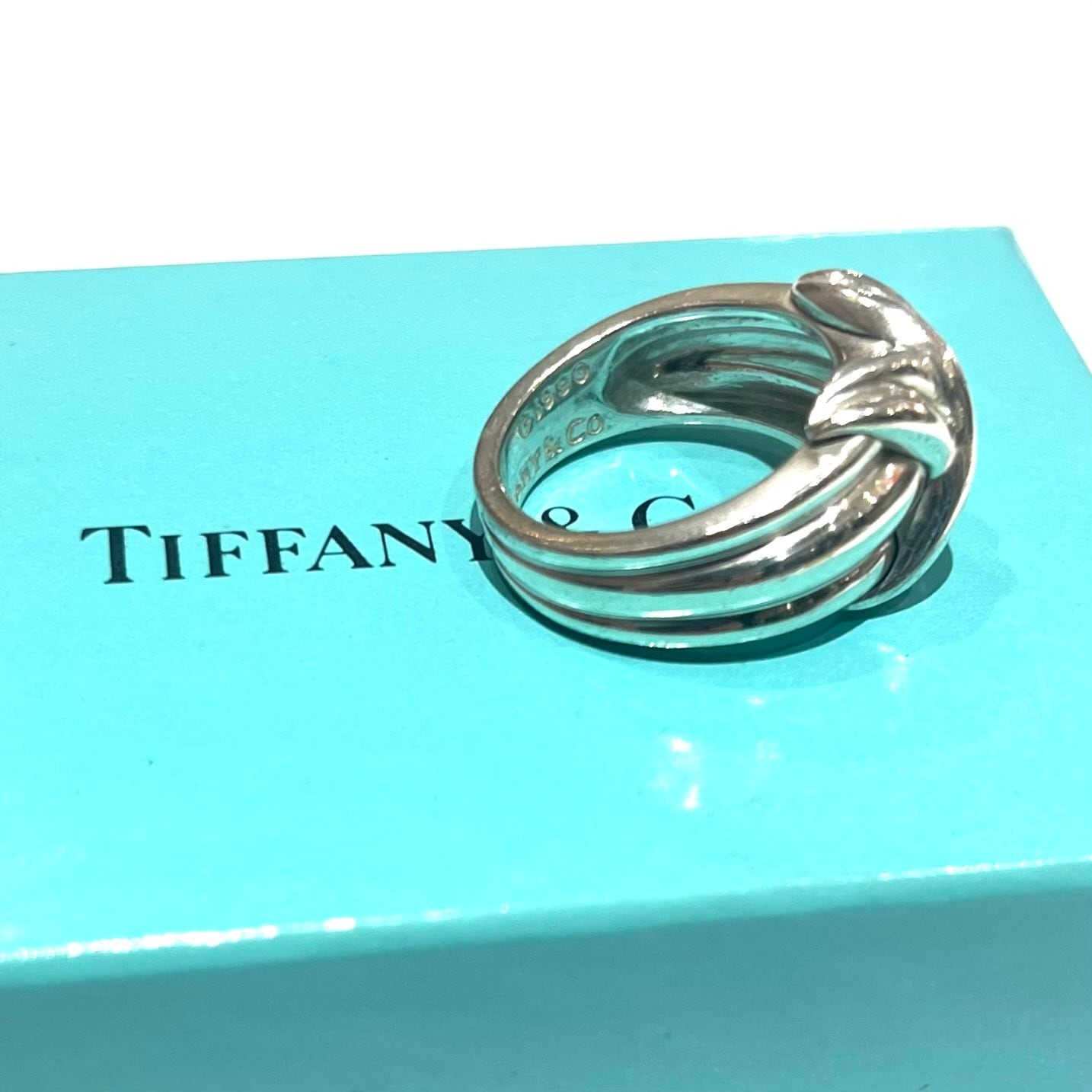 希少【TIFFANY&CO.】【11号】2782 ワイドシグネチャー ワイドリング
