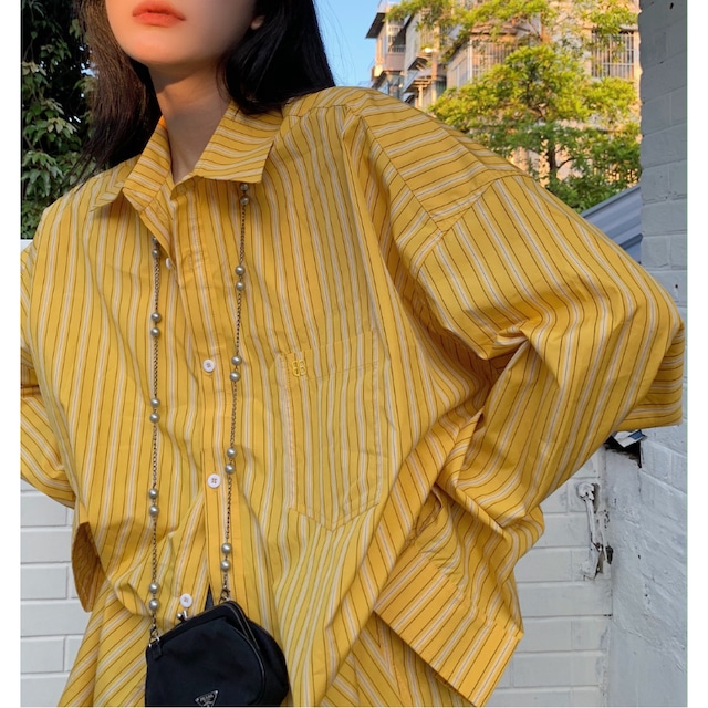 yellow striped oversized shirt 10960