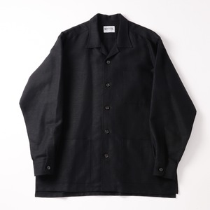 【新品】MINTENS Vintage made in Italy Fabric special shirts jacket black made in JAPAN   ／イタリア製 ヴィンテージ生地  シャツ ジャケット ブラック 日本製 ヘビーリネン コットン オリジナルブランド サイズ①