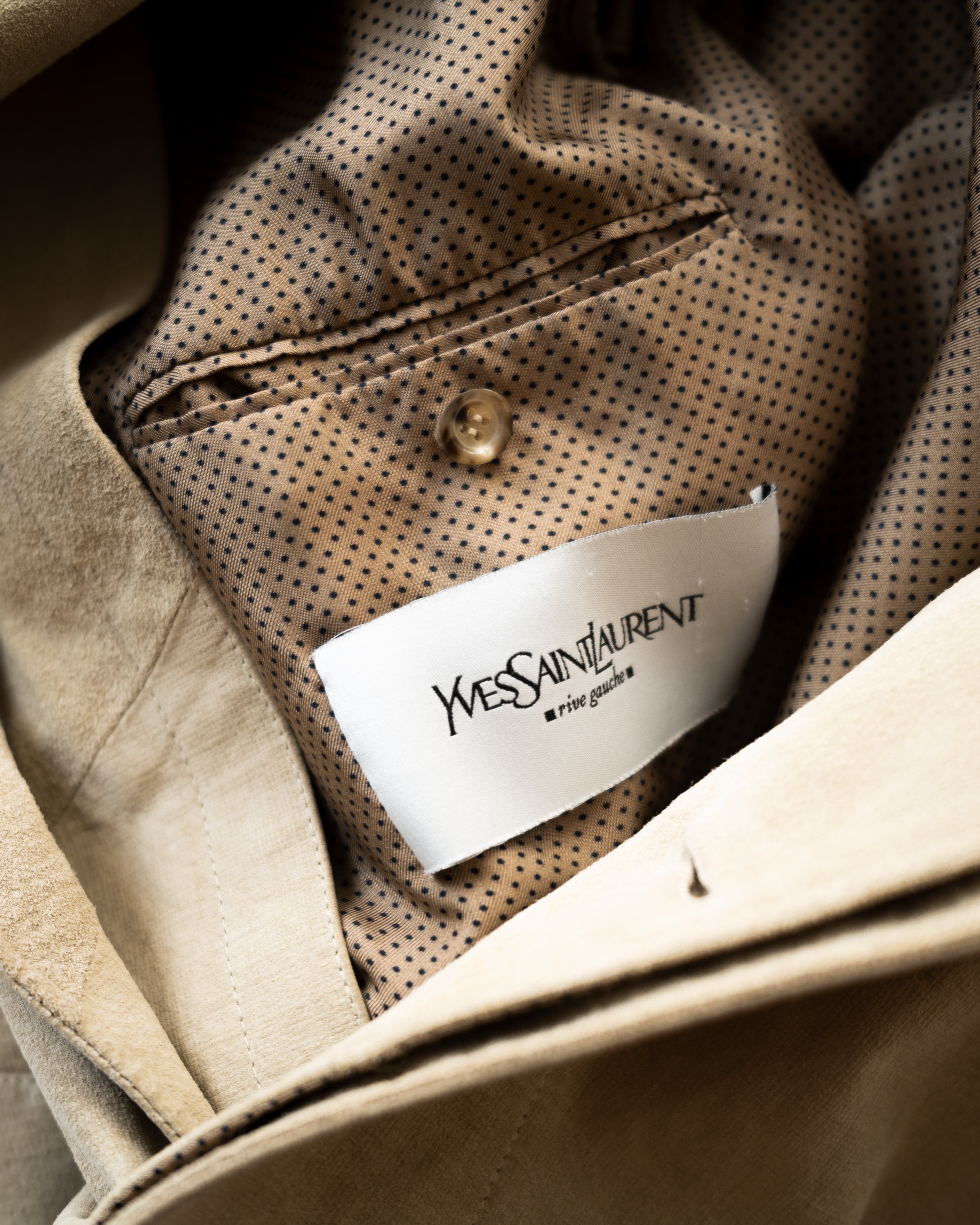 00AW] Yves Saint Laurent Rive Gauche Embossed Pig Suede Raglan