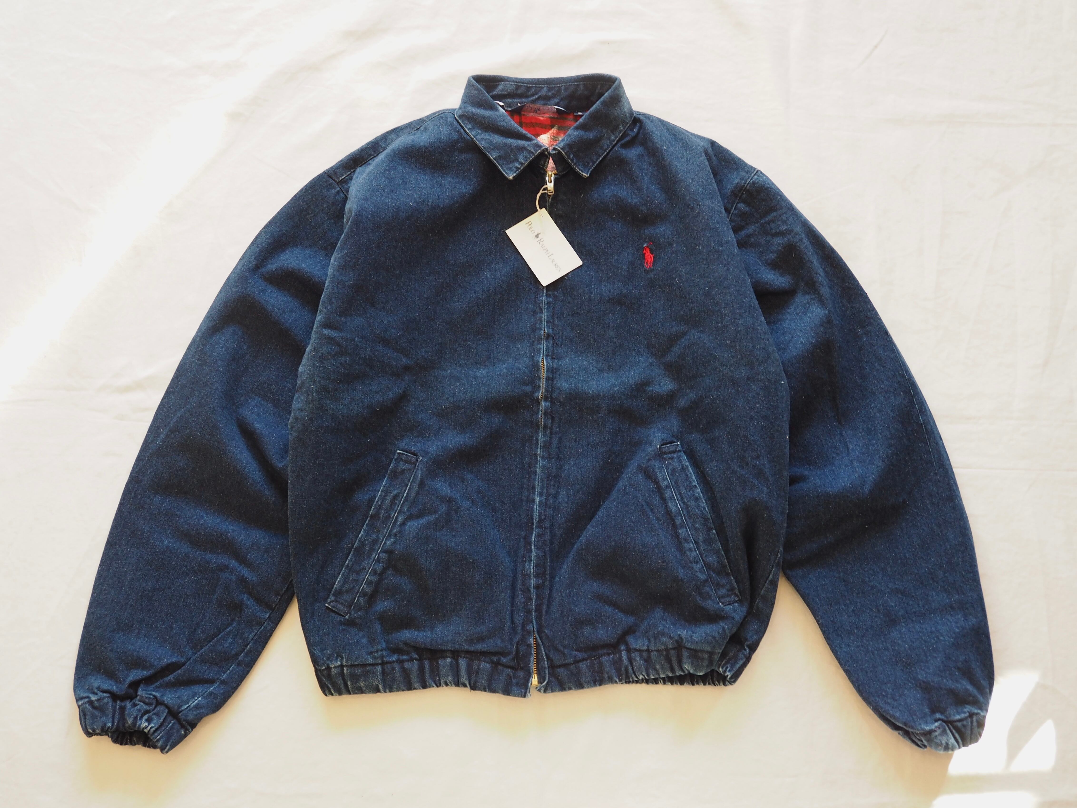 "NOS" Polo by Ralph Lauren flannel lined denim harrington jacket S