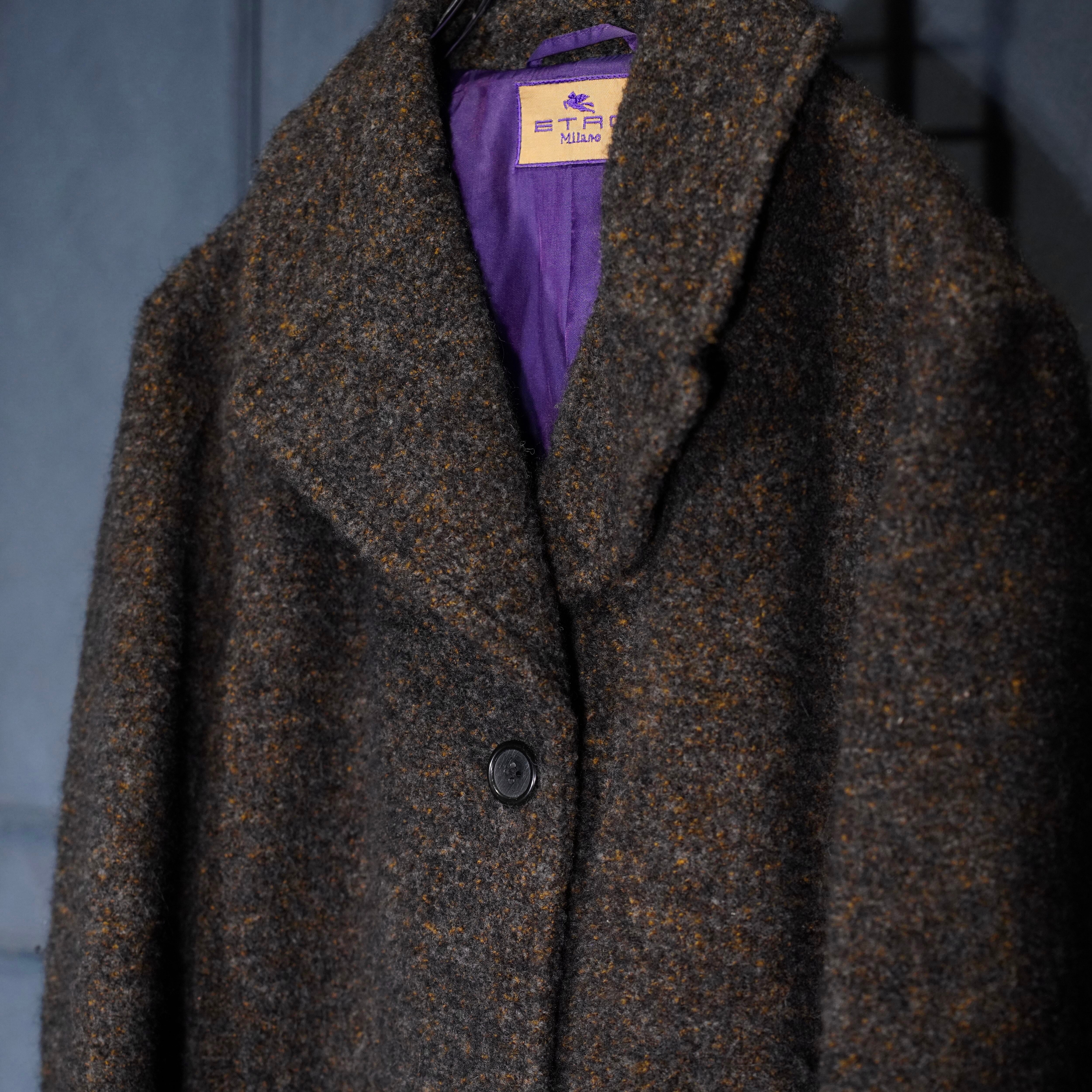 【新品】ETRO エトロ アルパカ チェック コート 裏地 総柄 新品】ETRO エトロ アルパカ チェック コート 裏地 総柄