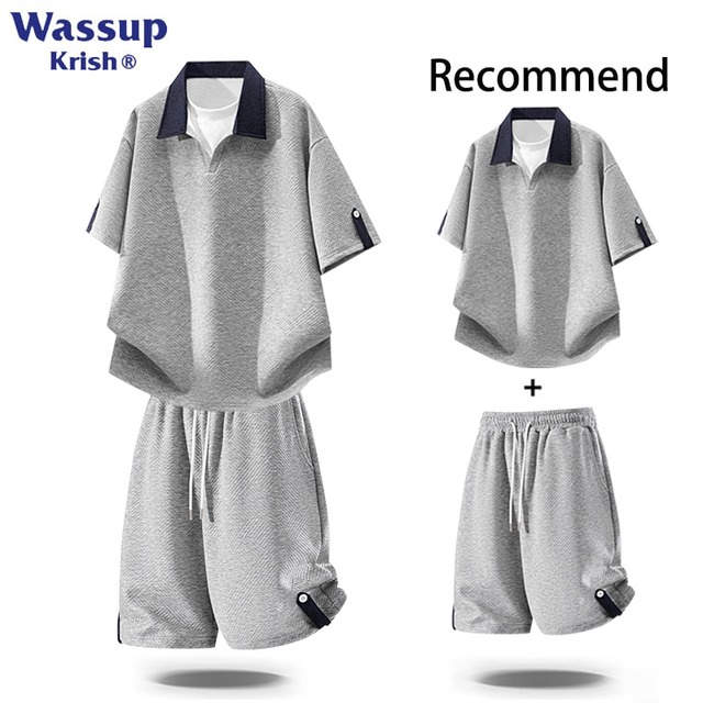 【WSシリーズ】★POLOシャツ★ 3color ユニセックス トップス 半袖 フェイクレイヤード 配色 カジュアル