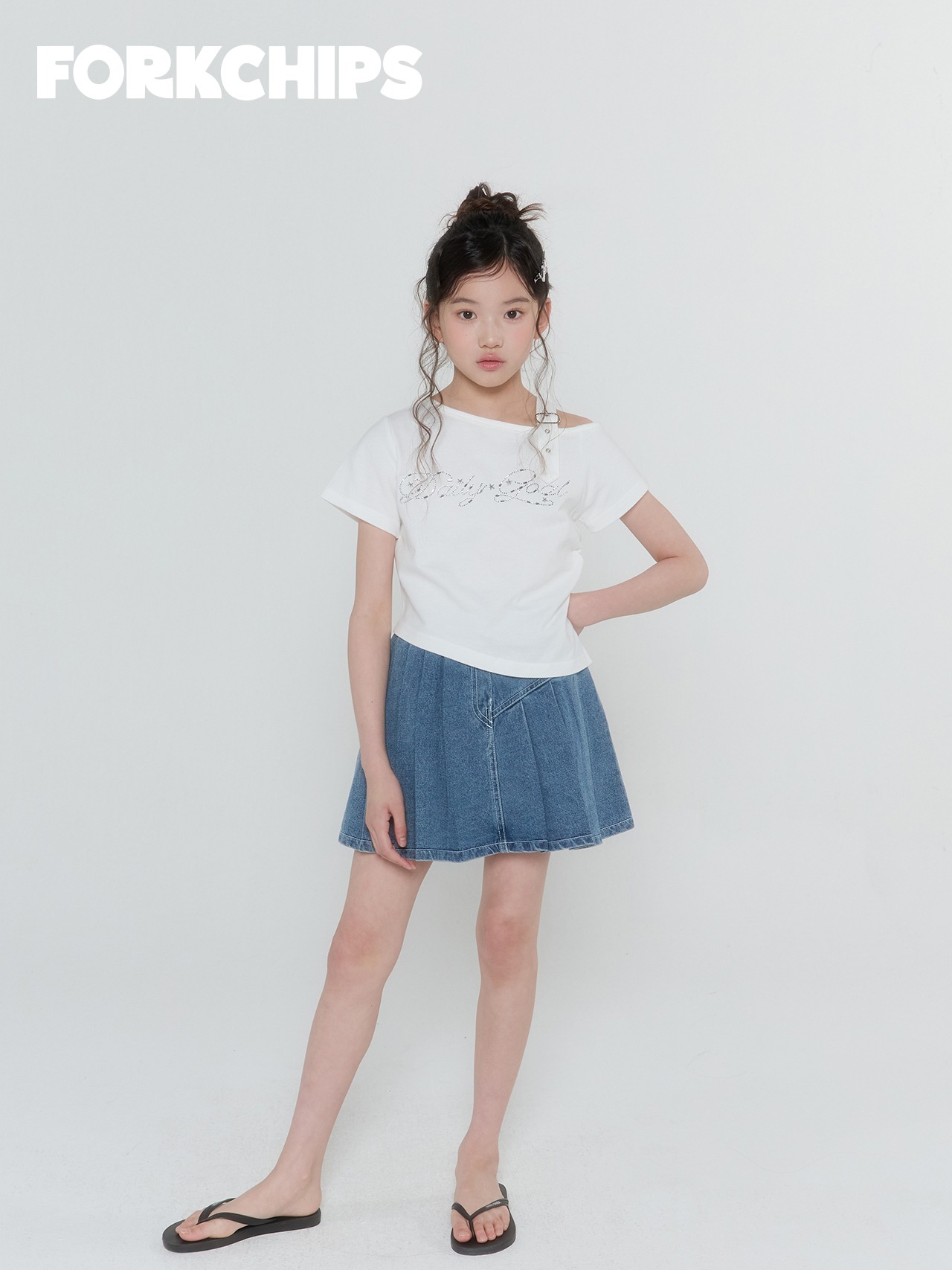 [FORKCHIPS] Crown Shoulder T-shirt (JS/JM/JL/JXL) / [포크칩스] 크라운숄더티셔츠 (JS/JM/JL/JXL)