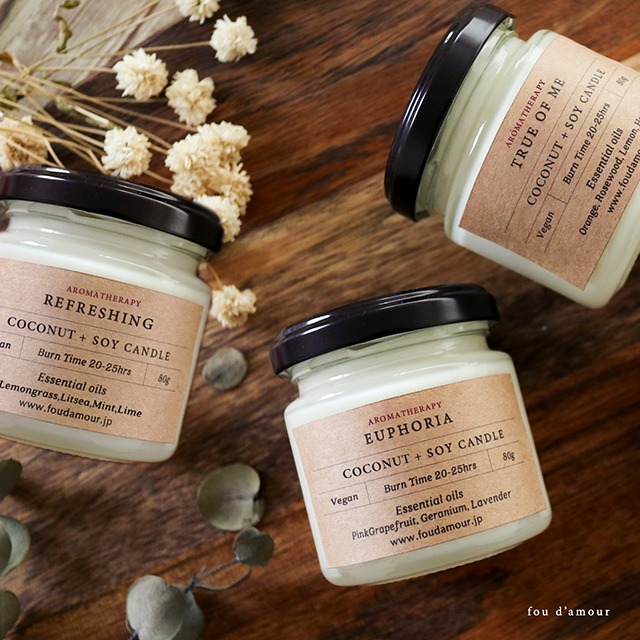 【サンプル】植物性精油キャンドル｜心ほどける３種の香り