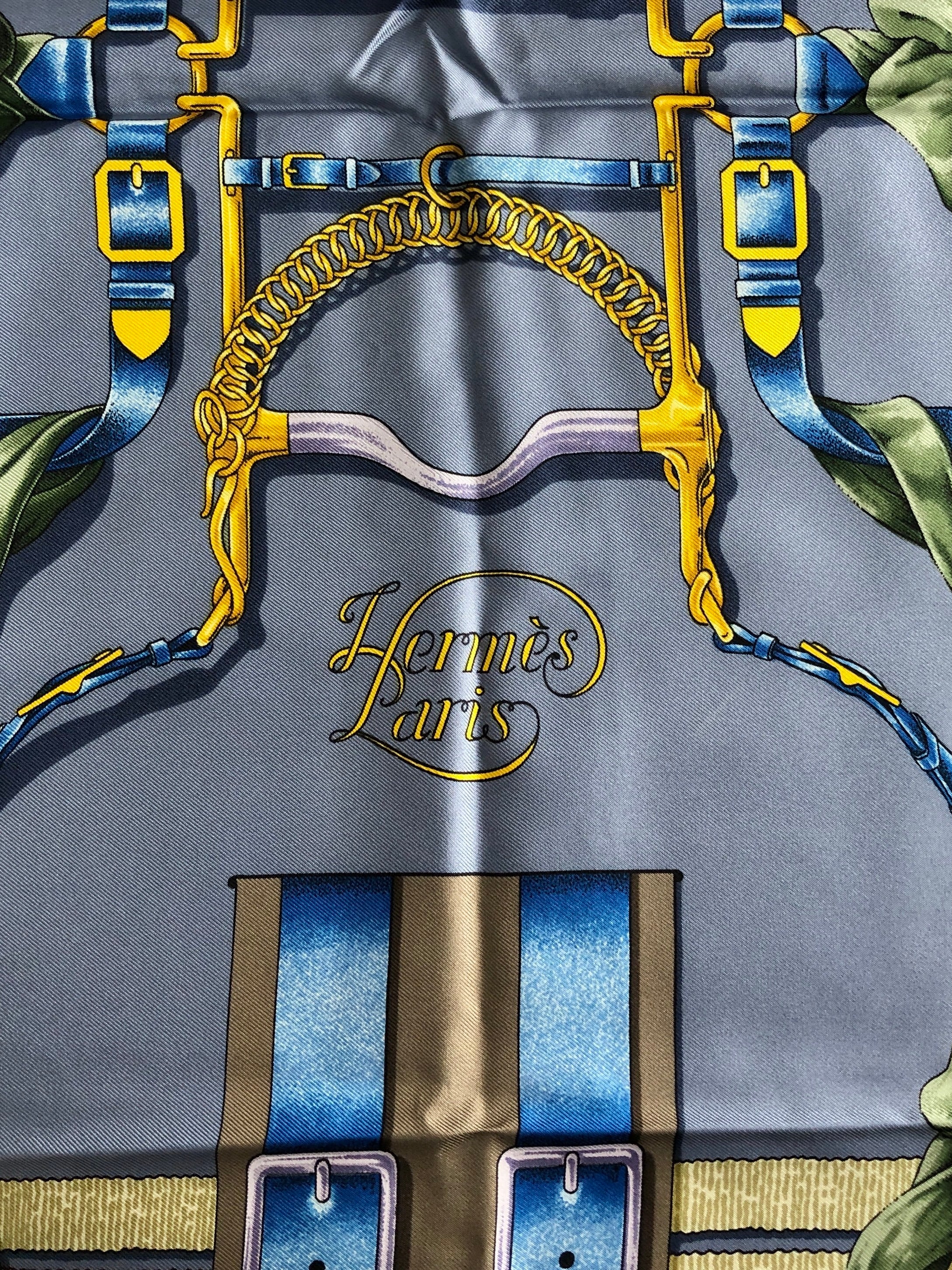 HERMES エルメス スカーフ パープル ベルトフラワーモチーフ シルク