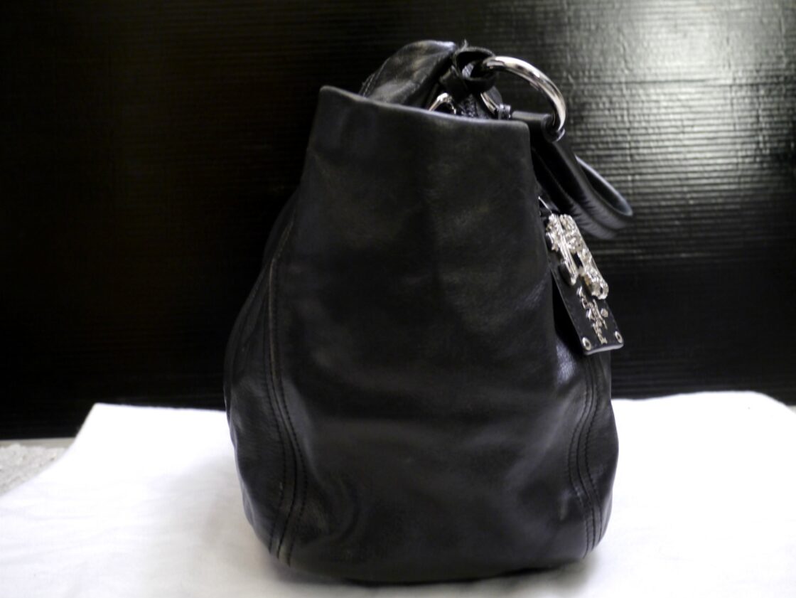 レア◇PRADA プラダ ギャザーデザイン ワンショルダー レザー トート 
