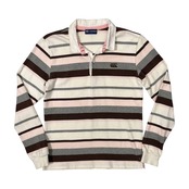 Canterbury カンタベリー ボーダー柄 長袖 ラガーシャツ L /ラグビー/レディース/ピンク系