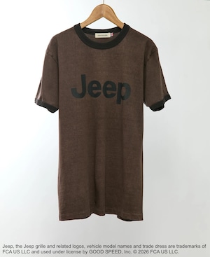 【GOOD ROCK SPEED】 Jeep® Classic Logo Graphic Ringer T-Shirt　Brown