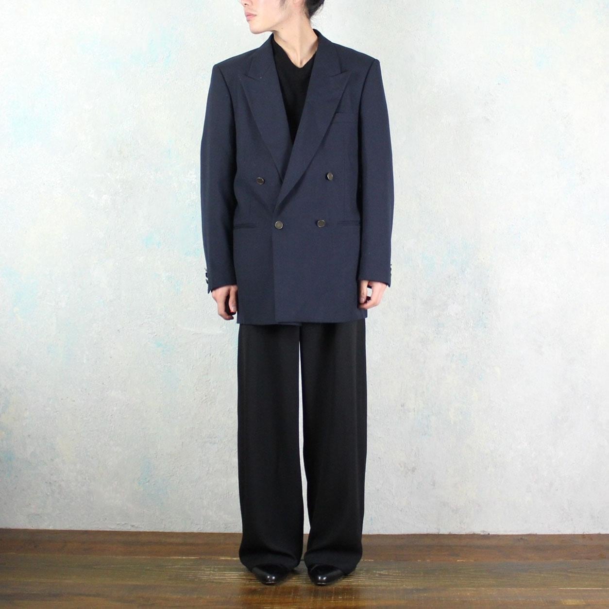Saint Laurent ウールテーラードジャケット 44 Yves Saint Laurent フランス製 ウールギャバジン ダブルテーラード
