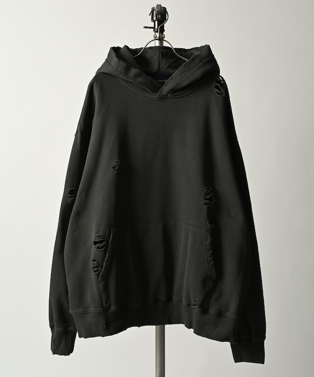 ADAM PATEK sulfur dyeing brushed back pullover hoodie (BLK) AP2324022