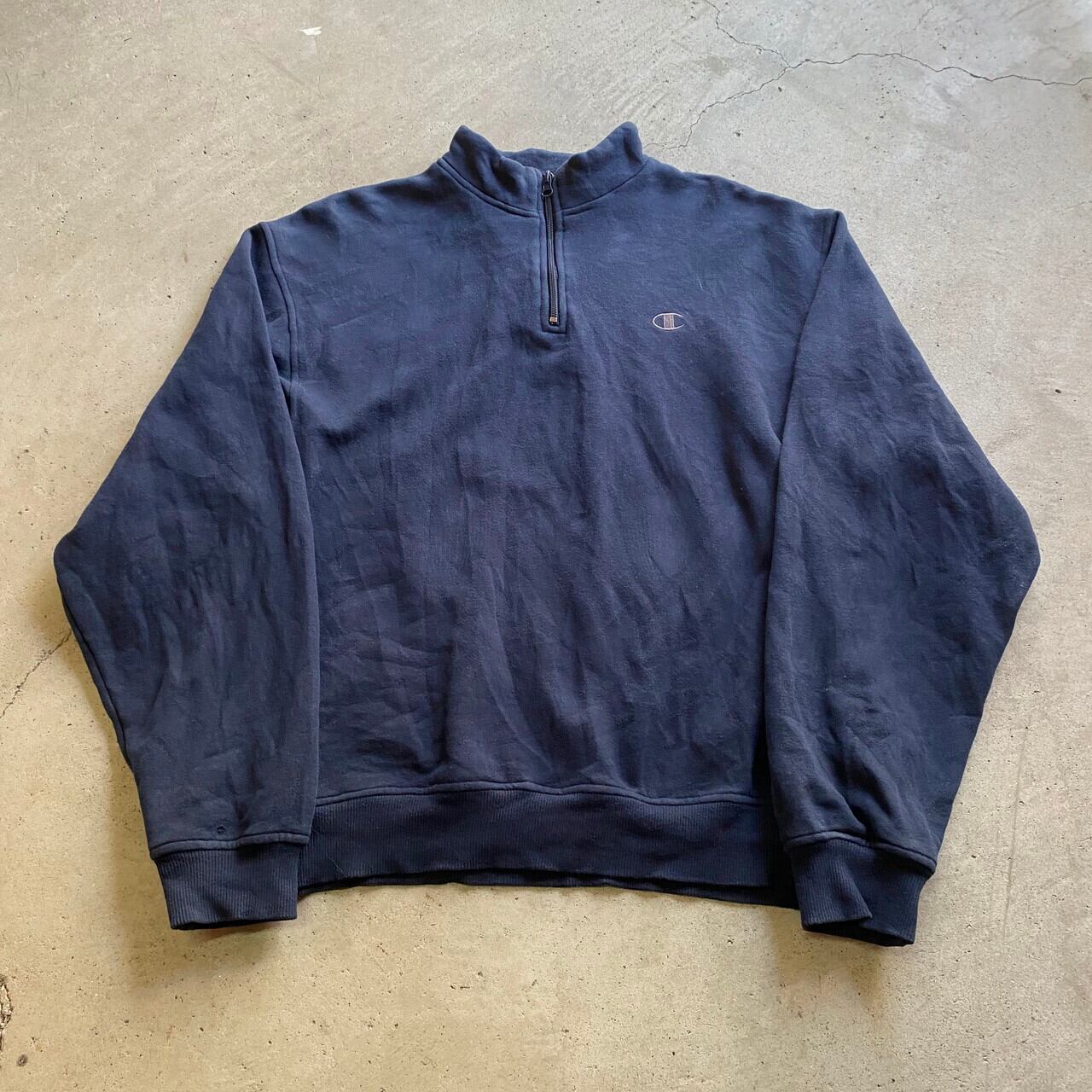 Champion チャンピオン ワンポイント ロゴ刺繍 ハーフジップスウェット