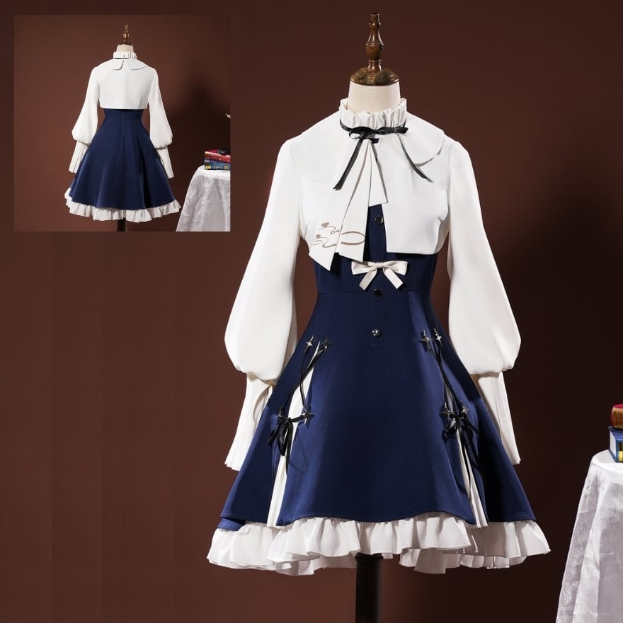 クラシカル 量産型ロリータ セーラーワンピース3点セット|白ブラウス