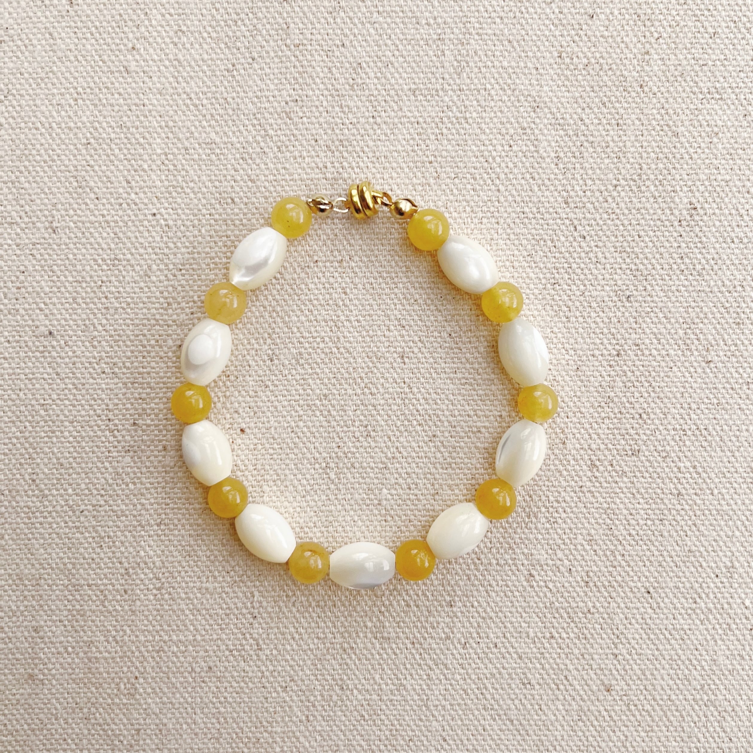 【特殊宝瓶天珠】イエロージェイド ブレスレット ❁︎ イエロージェイドB | enjewelry