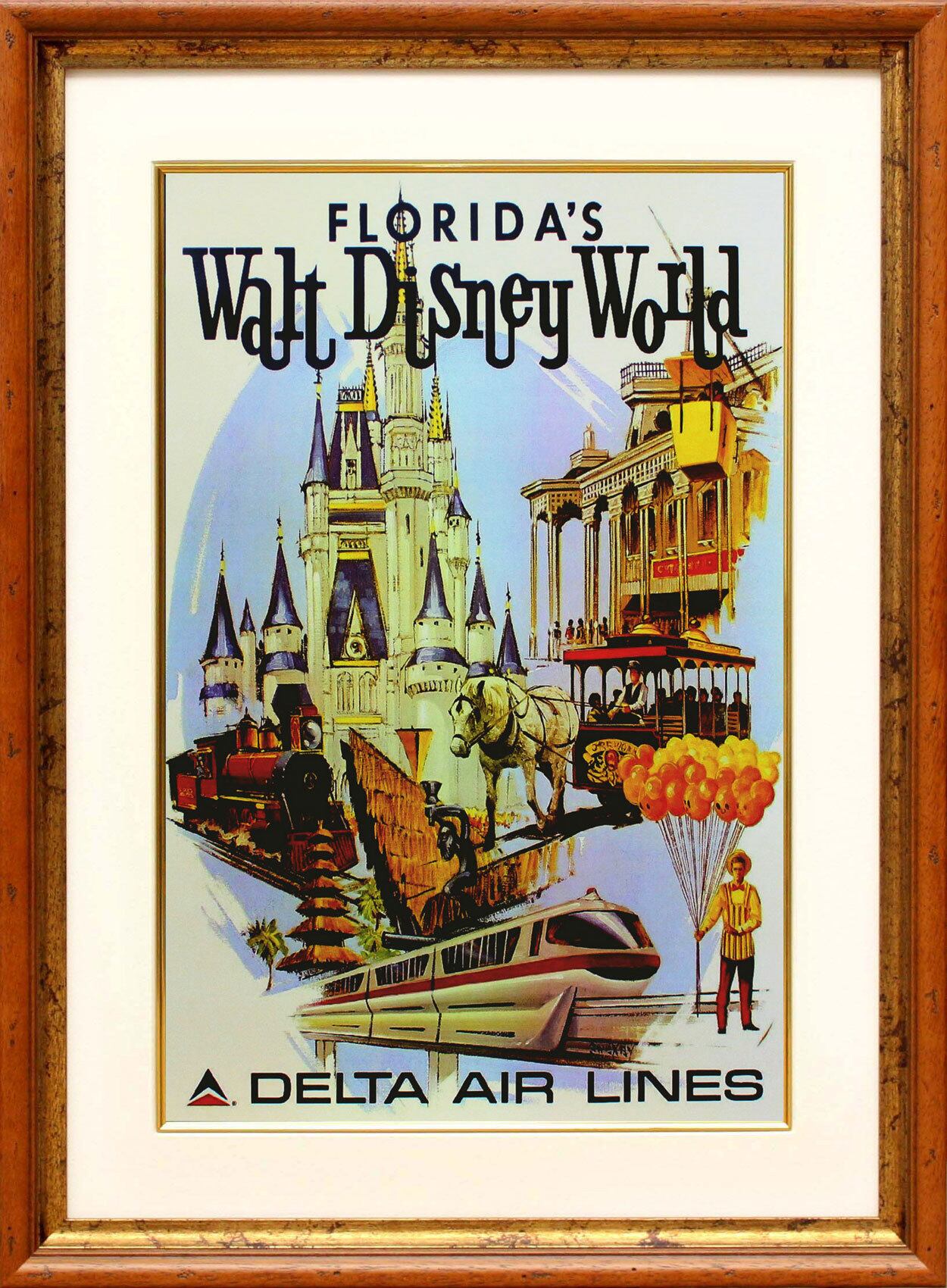 ディズニー テーマパーク フロリダ ディズニーワールド デルダ エアライン 展示用フック付ポスター ディズニーアートショップ ディズニー絵画 版画 ポスター