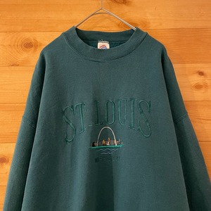 【JERZEES】80s 90s USA製 刺繍 ロゴ セントルイス スウェット トレーナー L アメリカ古着