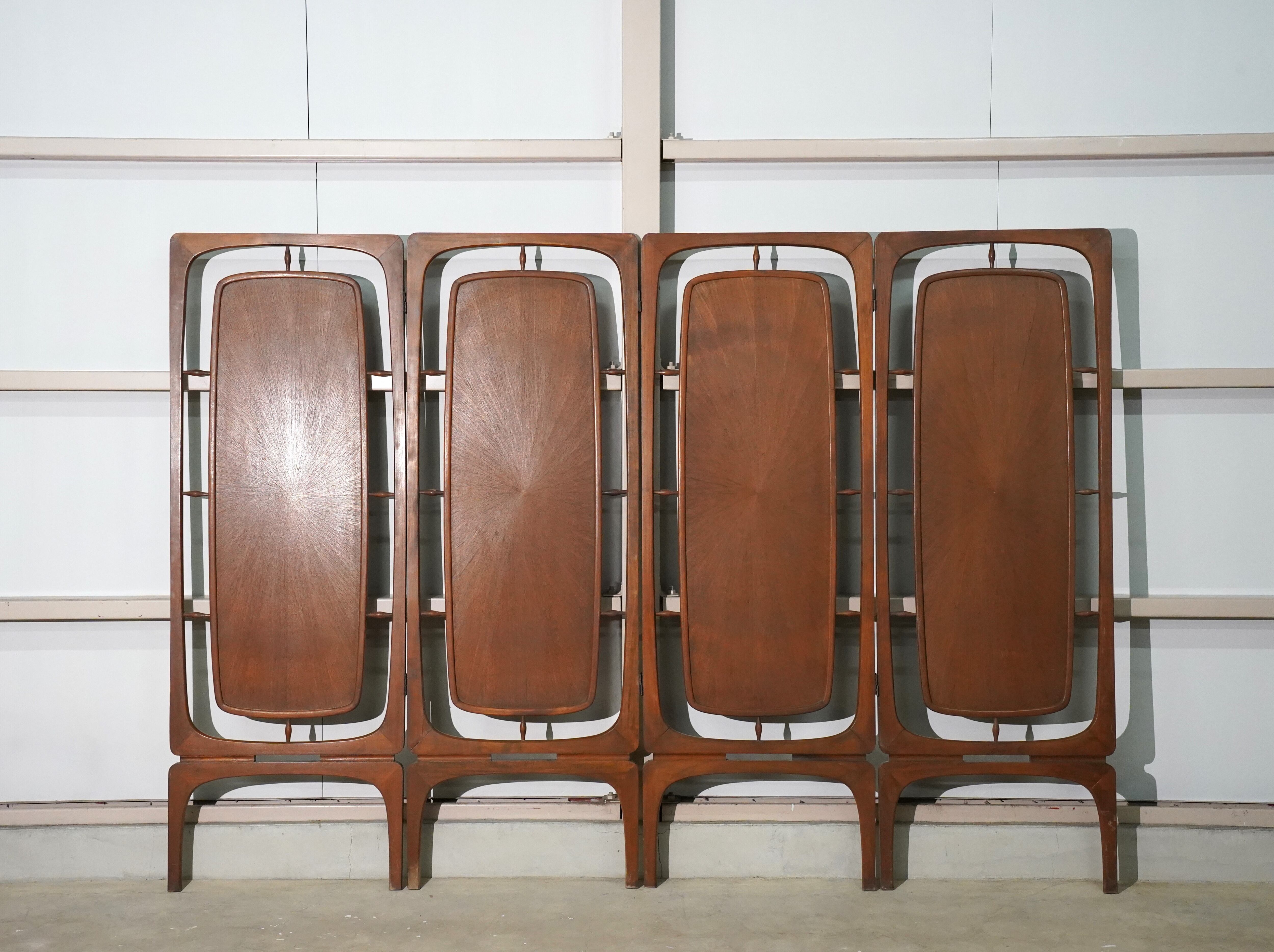 ヴィンテージ家具 四連衝立て レリーフ パーテーション | 福の目