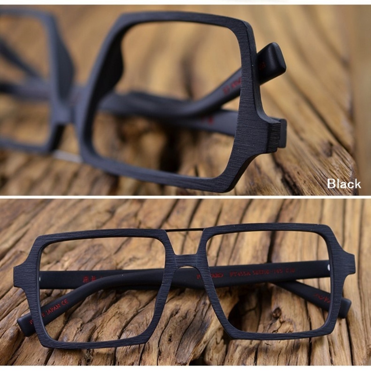 Wood Grain Two Bridge Oversized Glasses -square- / ウッド グレイン ツーブリッジ オーバーサイズ メガネ -スクエア-　