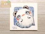 ［豆色紙サイズ］クマ耳オバケの子・点描画