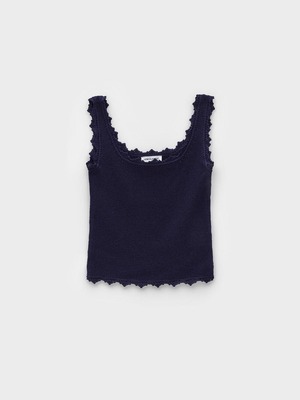 [LOW CLASSIC] Lace Edge Sleeveless Knit Navy 正規品 韓国ブランド 韓国ファッション 韓国代行 ロウ クラシック 日本 店舗