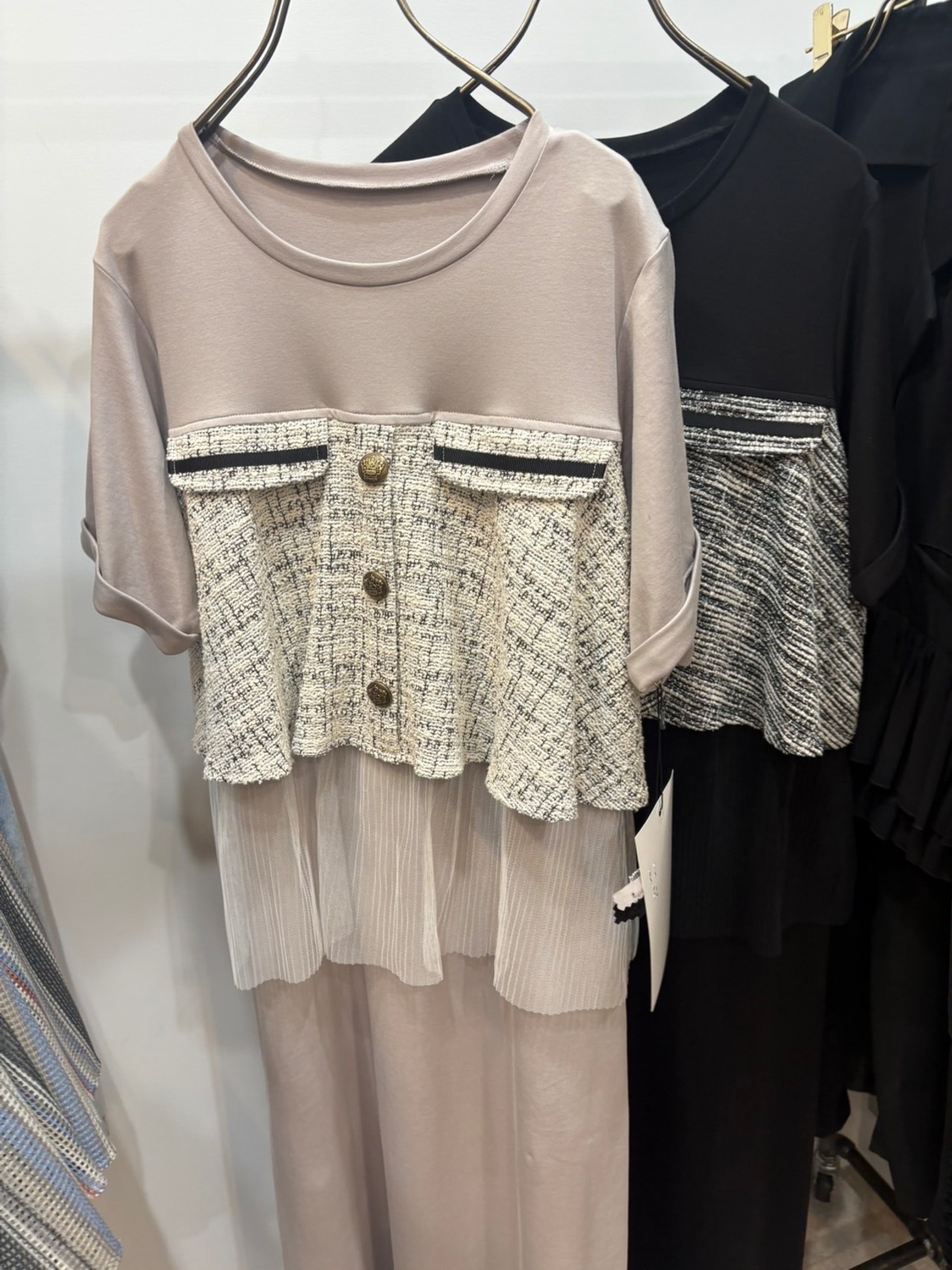 GALENA　ツイードコンビカットワンピース　70060-7106