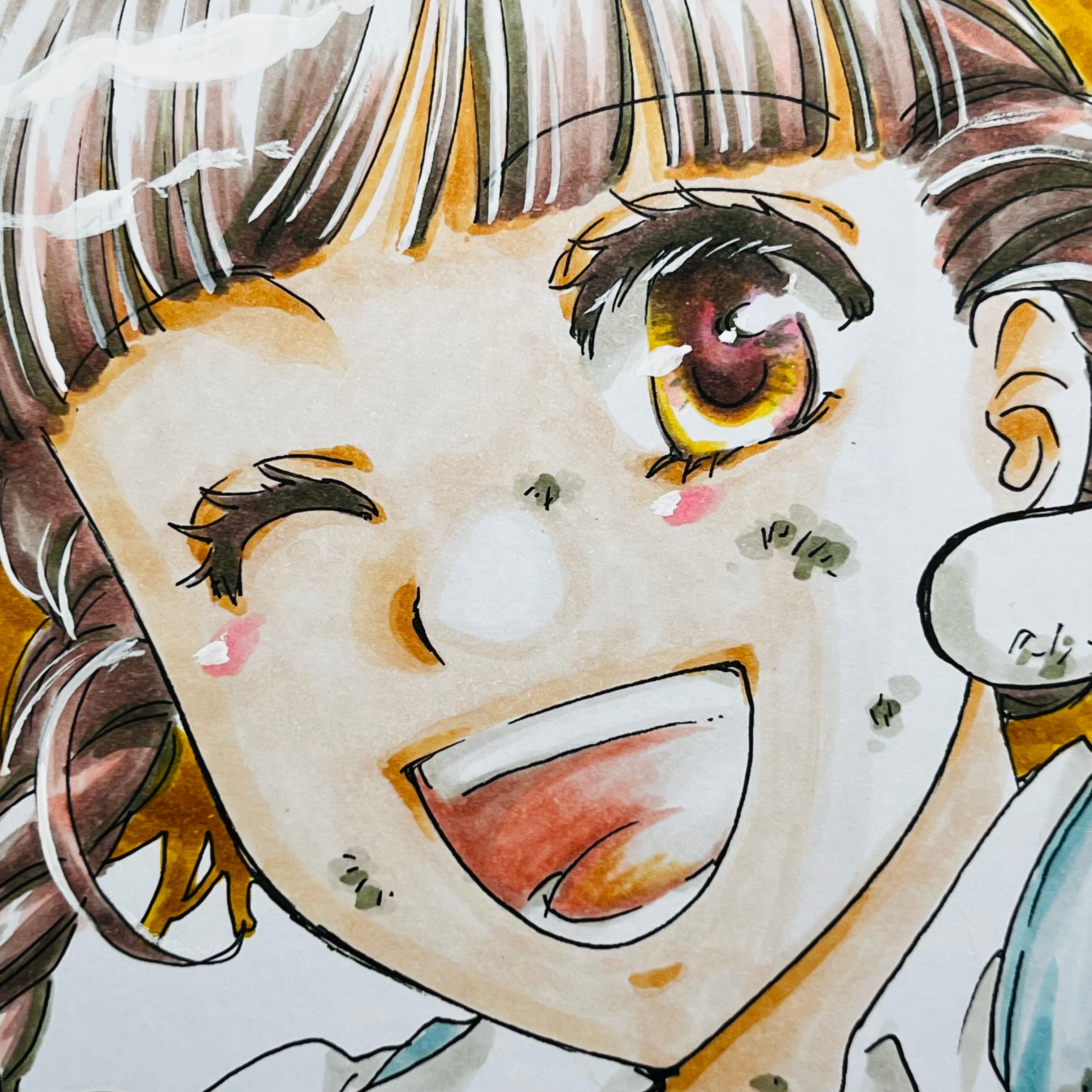 直筆イラスト色紙 麦子（芋掘り） | 中貫えりSHOP