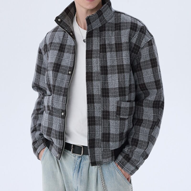 オーバーチェック柄スタンドカラーブルゾン C10729