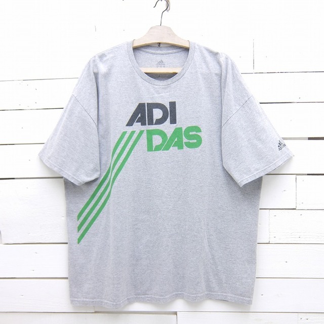 adidas アディダス ロゴ プリントTシャツ ライトグレー メンズ 2XLサイズ