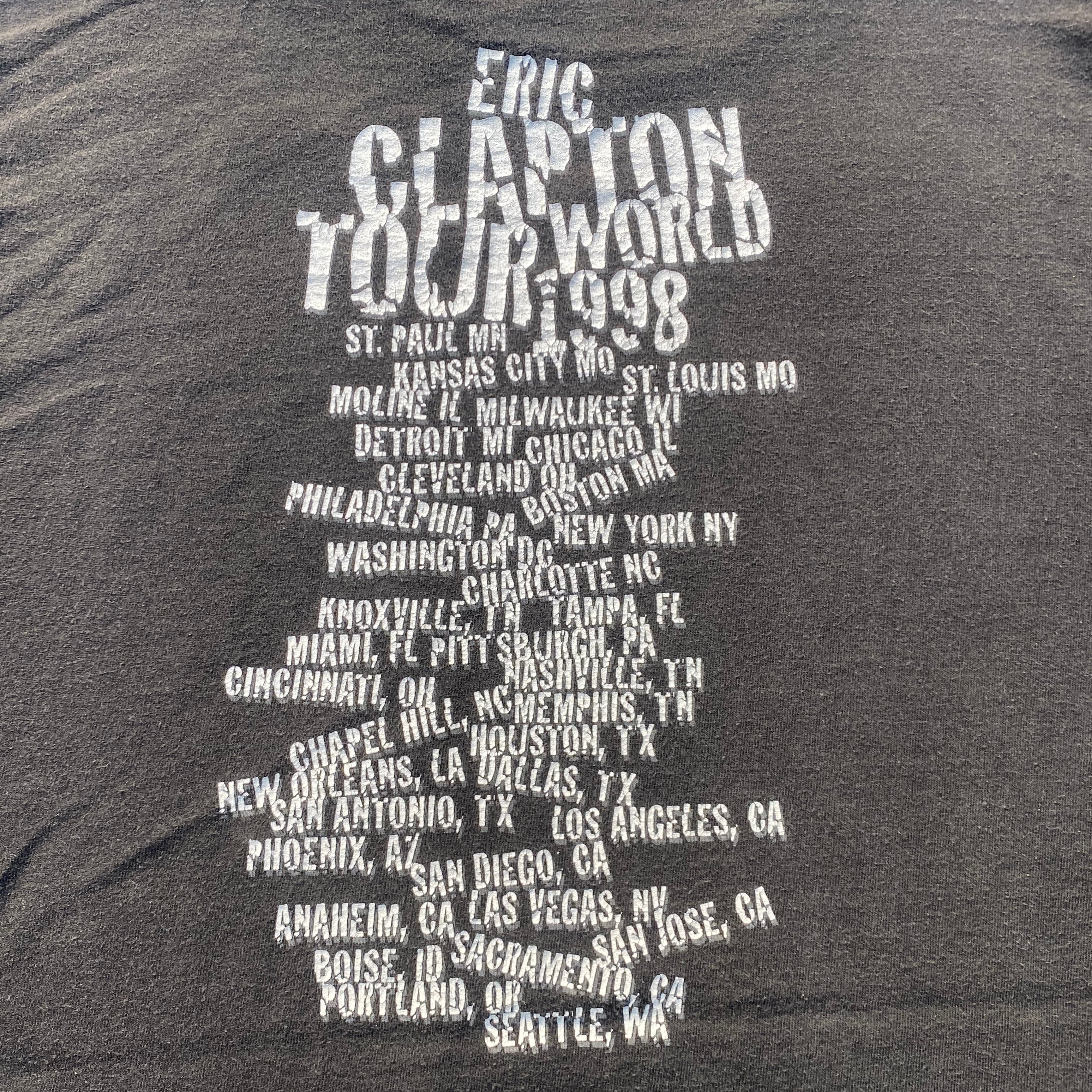 90年代 ERIC CLAPTON エリック・クラプトン WORLD TOUR 1998 バンドT ...