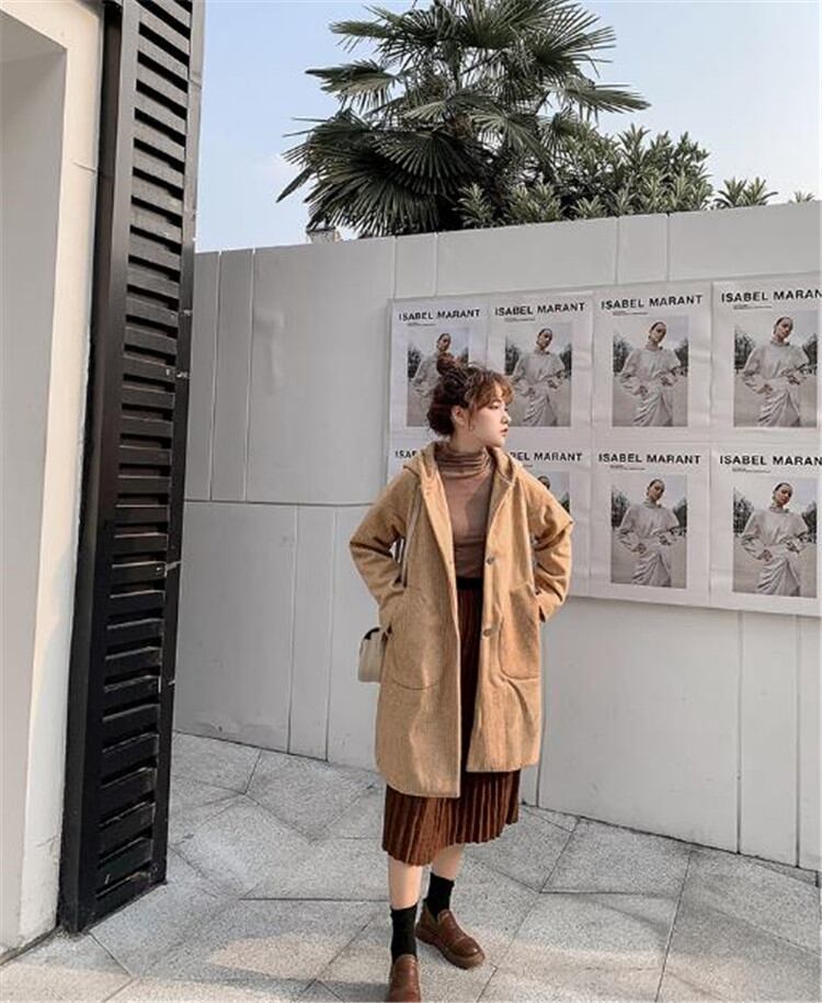 気持ちいい布地早い者勝ち新品 コート厚手 チェスターコートsweet系 フード付き 千鳥格子