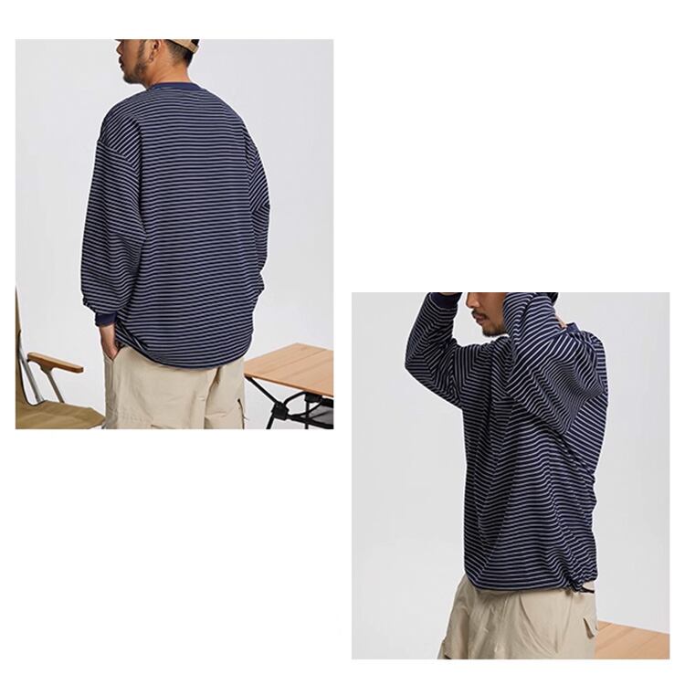 ★COLOR CONTRAST STRIPE SHIRT TOP　　　A0737