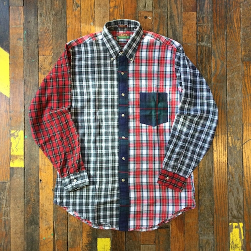 90's CLEVE SHIRT MAKERS /  DEADSTOCK  CRAZY PATTERN FLANNEL B.D.SHIRT