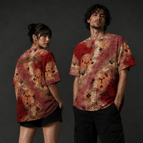 和紋様装飾　桃紅　和柄ユニセックス 180G Performance Tシャツ