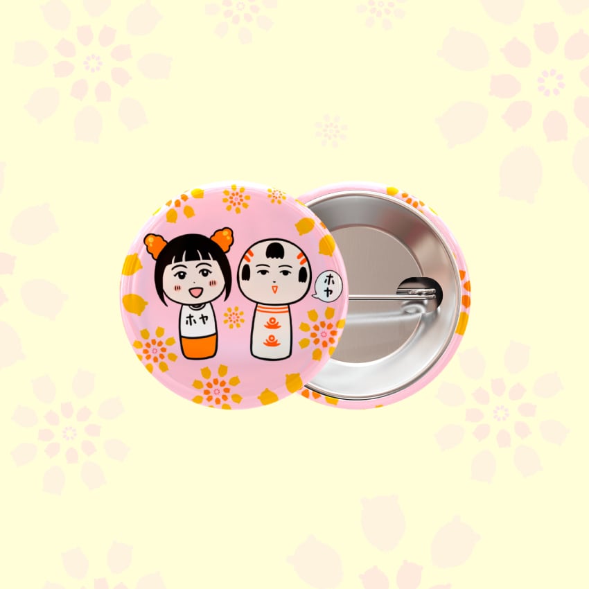 萌江×仙台弁こけし 缶バッジ(32mm) | 仙台弁こけし公式オンラインショップ