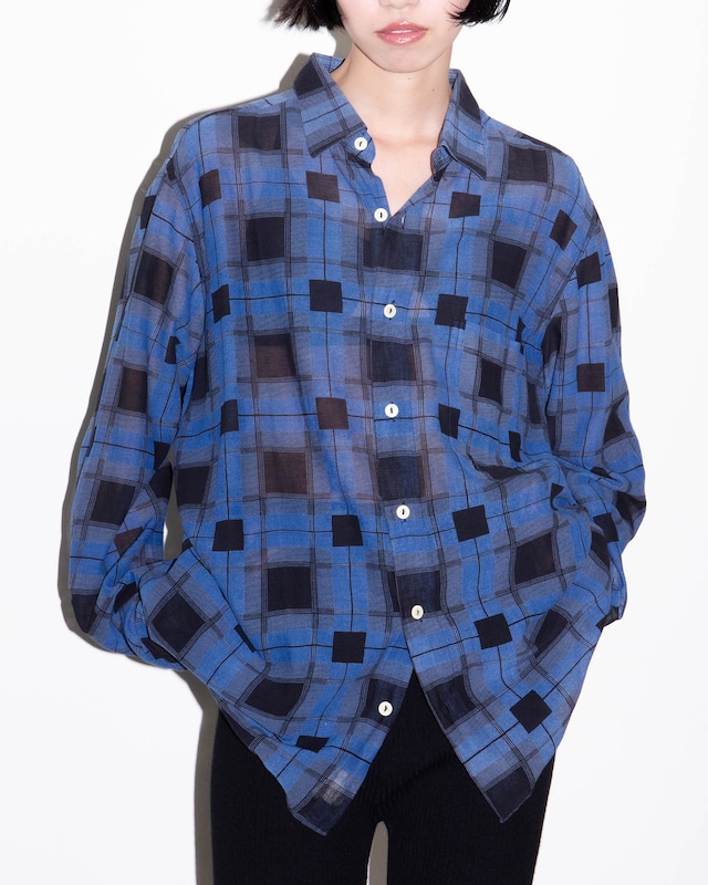 1980s Yves Saint Laurent - geometric plaid shirt