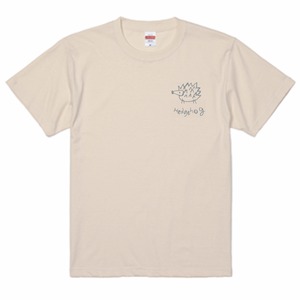 【ハリネズミTシャツ】HedgehogロゴTシャツ（ナチュラル×グレー）