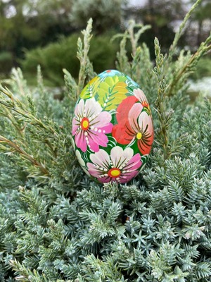 ペトリキウカ塗りのイースター・エッグ 7cm　ホメンコ作