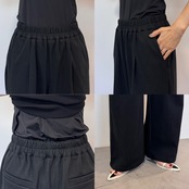 サイドシームストレッチワイドPT/ブラック