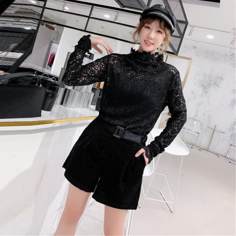 オータムレースシャツ スタイルショーツ 大きめサイズ 秋物 ブルマー ミックスインファッション30991024712